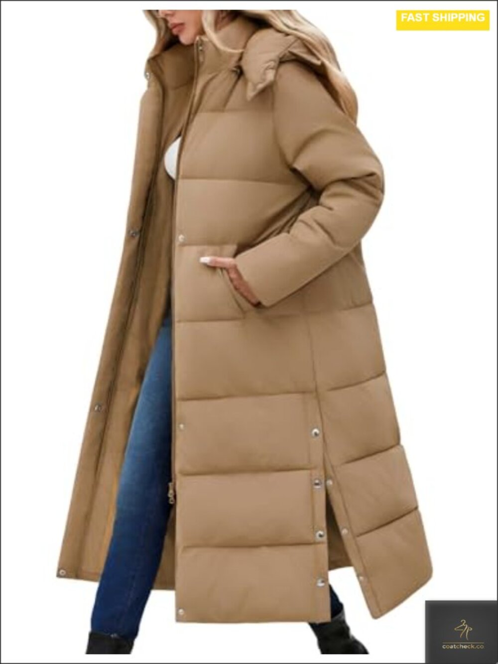 Long Maxi Down Coat Winter Puffer Jacket Waterproof Fleece Lined